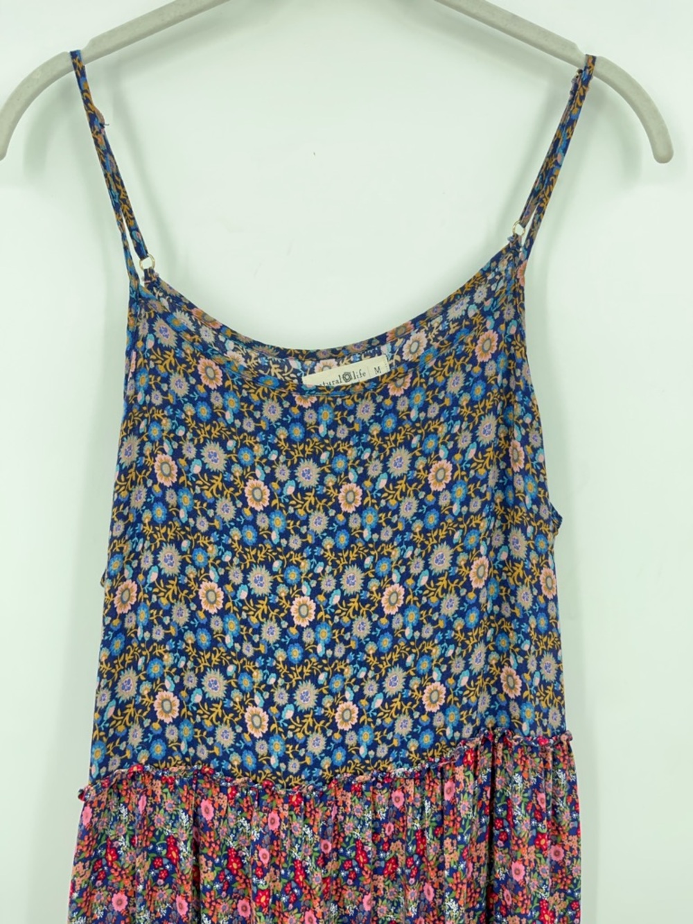 Natural Life M Kaia Maxi Dress 0489 Tiered Ditsy Floral Boho Prairie medium - Picture 3 of 11